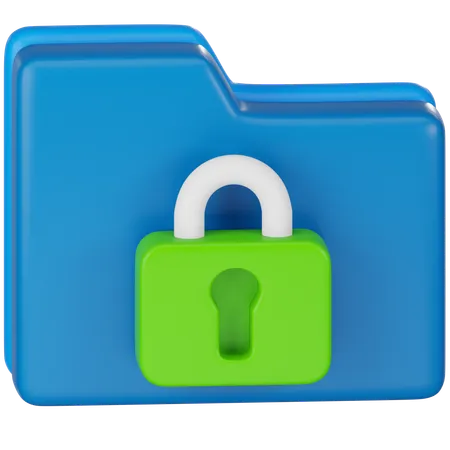 Folder With Lock Personal Data Security Concept 3D Icon