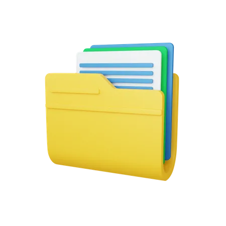 3 D Rendering Folder Concept With Files Or Paper And Colorful Document Useful For Server IT 3D Illustration