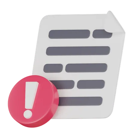 Document Alert And Warning Icon Perfect For Conveying The Importance Of Data Protection And Online Safety 3 D Render Illustration 3D Icon