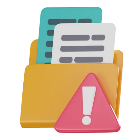 Folder Alert And Warning Icon Perfect For Conveying The Importance Of Data Protection And Online Safety 3 D Render Illustration 3D Icon