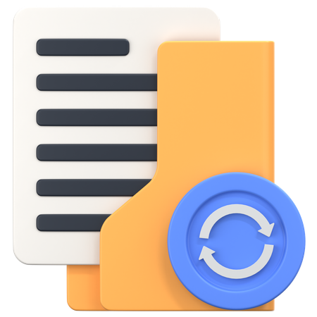 Folder Backup With Backup Sign  3D Icon