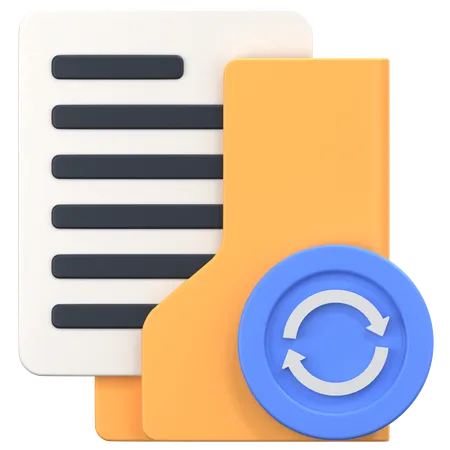 Folder Backup With Backup Sign  3D Icon