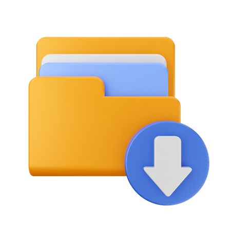 Folder Download 3D Icon