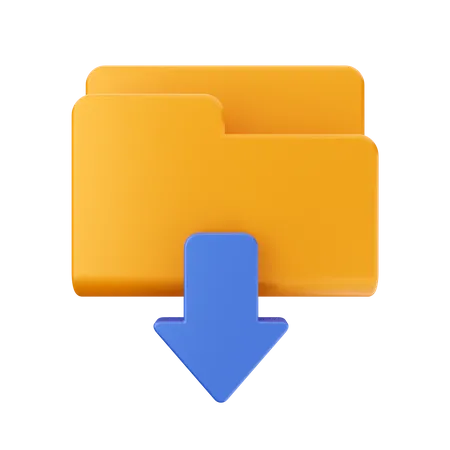 Folder Downloading  3D Icon