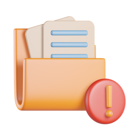 Folder Exclamation Alert  3D Icon