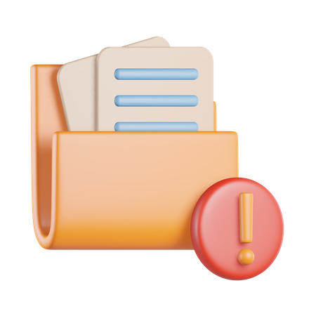 Folder Exclamation Alert 3D Icon