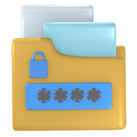 Folder file password  3D Illustration