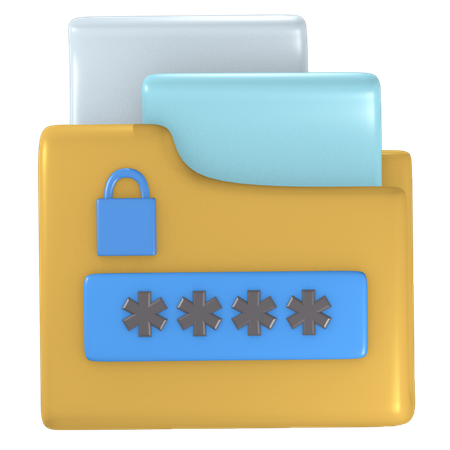 Folder file password 3D Illustration