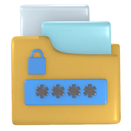 Folder file password  3D Illustration