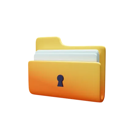 3 D Folder With A Key Hole 3D Icon
