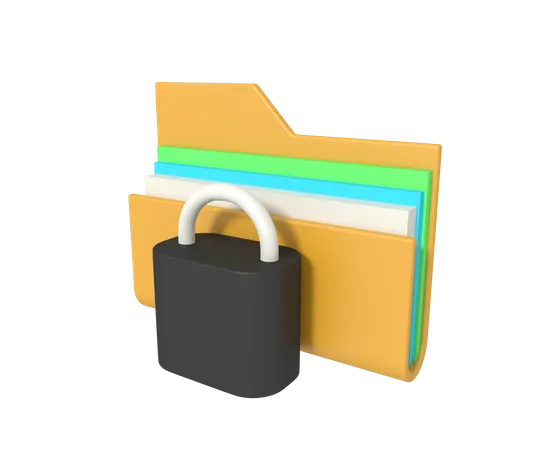Folder Lock With Padlock 3 D Illustration 3D Icon
