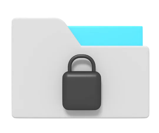 3 D Icon Of Folder Data Lock 3D Icon