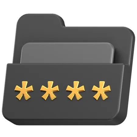 3 D Icon Of A Black Folder 3D Icon