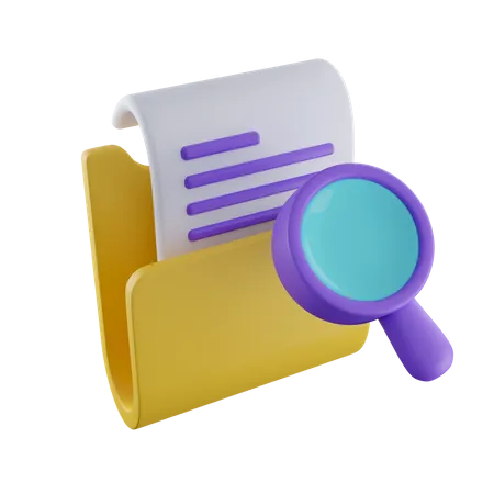 3 D Magnifying Glass And Yellow Folder With Files Concept Of Document Search Search File Storage Database Via Magnifier Icon Isolated On White Background 3 D Rendering Illustration Clipping Path 3D Icon