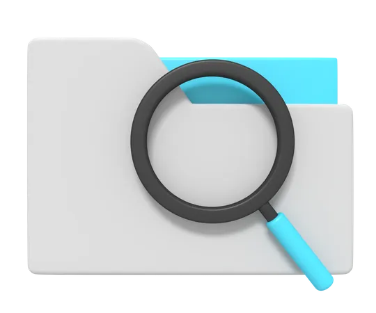 3 D Icon Of Folder Data Searching 3D Icon