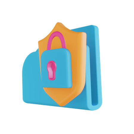 Folder security lock 3D Illustration