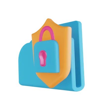Folder security lock  3D Illustration