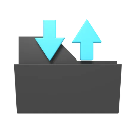 3 D Icon Of Folder With Arrow Up And Down 3D Icon