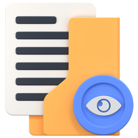 Folder View With Eye Sign  3D Icon