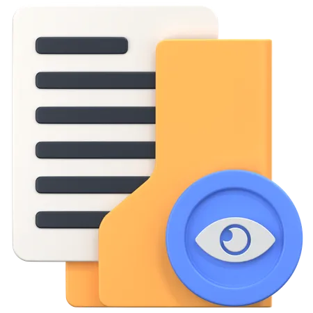 Folder View With Eye Sign  3D Icon