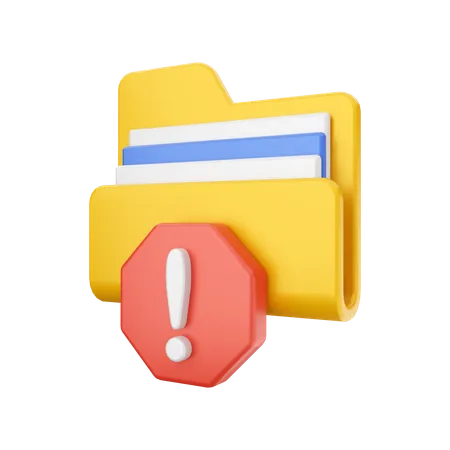 Folder Warning  3D Illustration