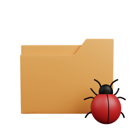 Folder with bug  3D Illustration