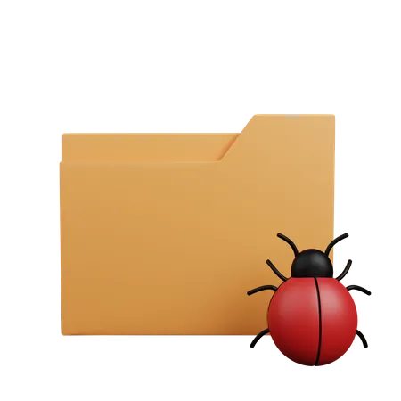 3 D Illustration Of Simple Icon Folder With Bug 3D Illustration