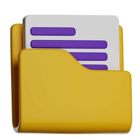 Folder With Document  3D Icon
