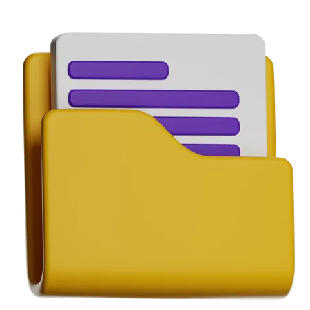 Folder With Document  3D Icon
