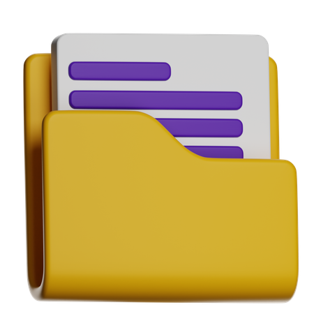 Folder With Document  3D Icon