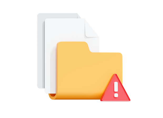 Folder With Documents And Alert Sign  3D Icon