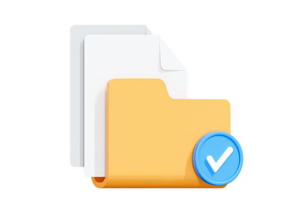 Folder With Documents And Check Mark  3D Icon