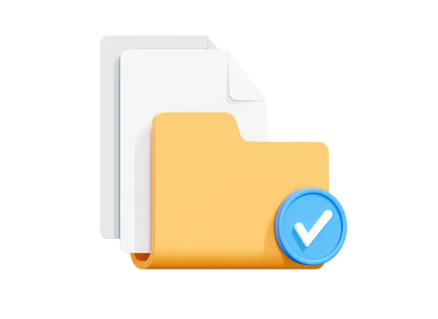 Folder With Documents And Check Mark  3D Icon