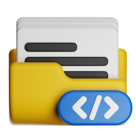 Folder With Files And Code  3D Icon