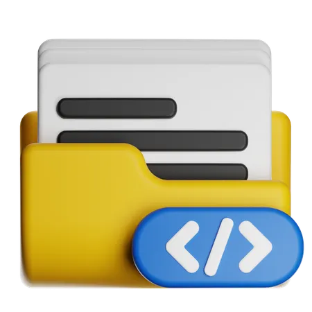 Folder With Files And Code  3D Icon