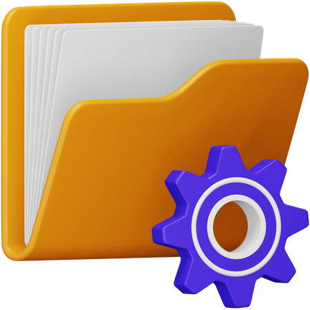 Folder with Gear 3D Icon