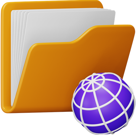 Folder with Globe  3D Icon