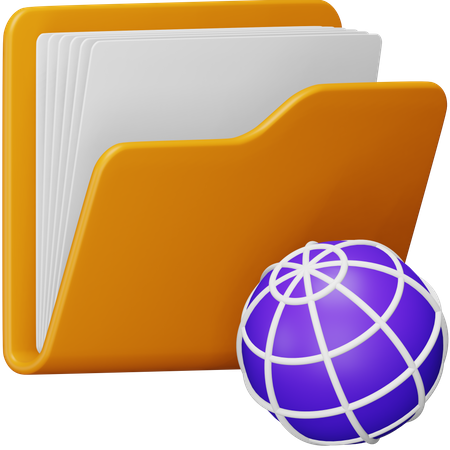 Folder with Globe 3D Icon