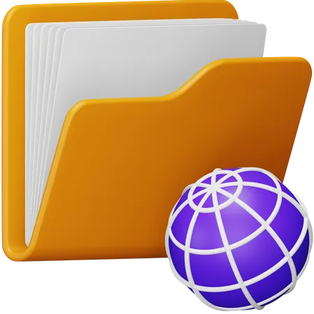 Folder with Globe  3D Icon