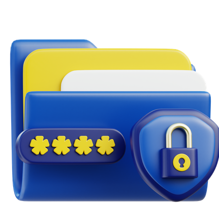 Folder With Password Protection  3D Icon