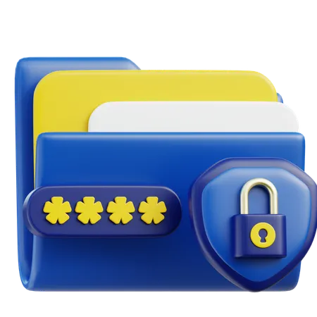 Folder With Password Protection  3D Icon