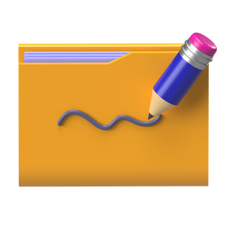 Folder With Pencil  3D Icon