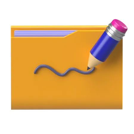 Folder With Pencil  3D Icon