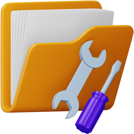 Folder with Tool  3D Icon