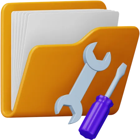 Folder with Tool 3D Icon