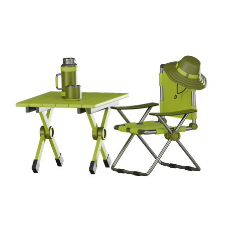 Folding Chair And Table  3D Icon