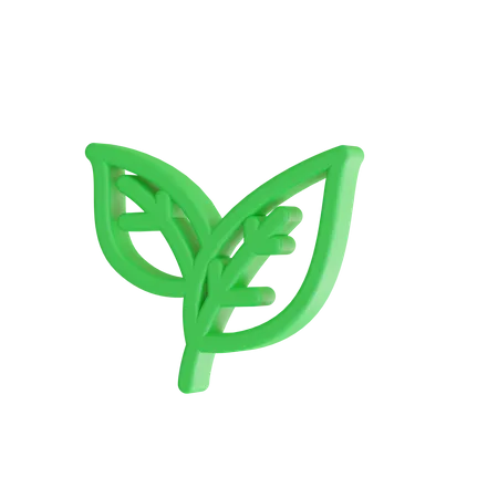 Folha verde  3D Icon