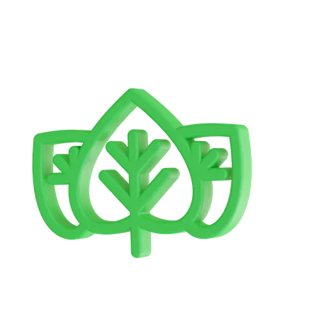 Folha verde  3D Icon