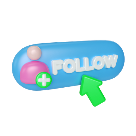 Follow Button  3D Illustration