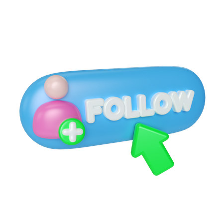 Follow Button 3D Illustration